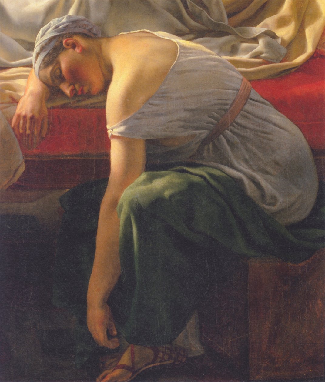 Eine schlafende Frau in antiker Tracht. Alkyones Amme von Christoffer Wilhelm Eckersberg
