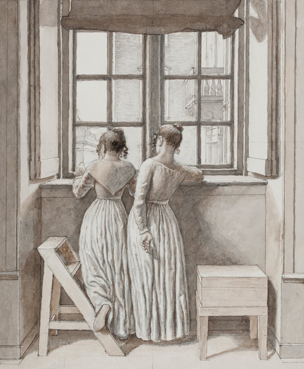 Am Fenster im Atelier des Künstlers, 1852 von Christoffer Wilhelm Eckersberg