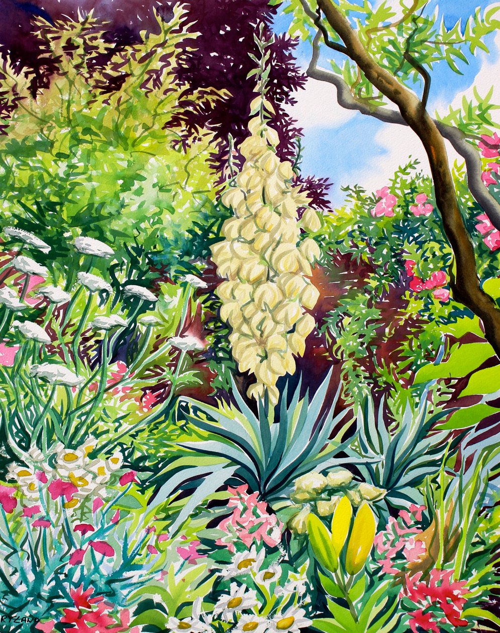 Garten mit blühender Yucca von Christopher Ryland