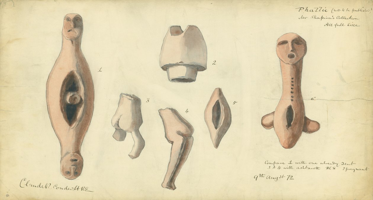 Phallische Embleme aus Mr. Shapiras Sammlung, 1872 von Claude Conder