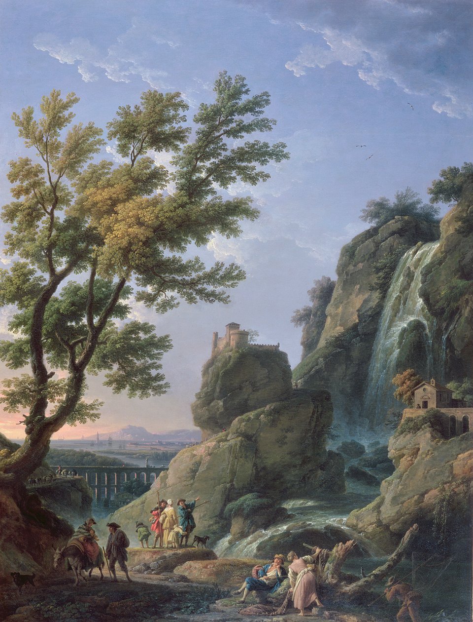 Landschaft mit Wasserfall und Figuren, 1768 von Claude Joseph Vernet
