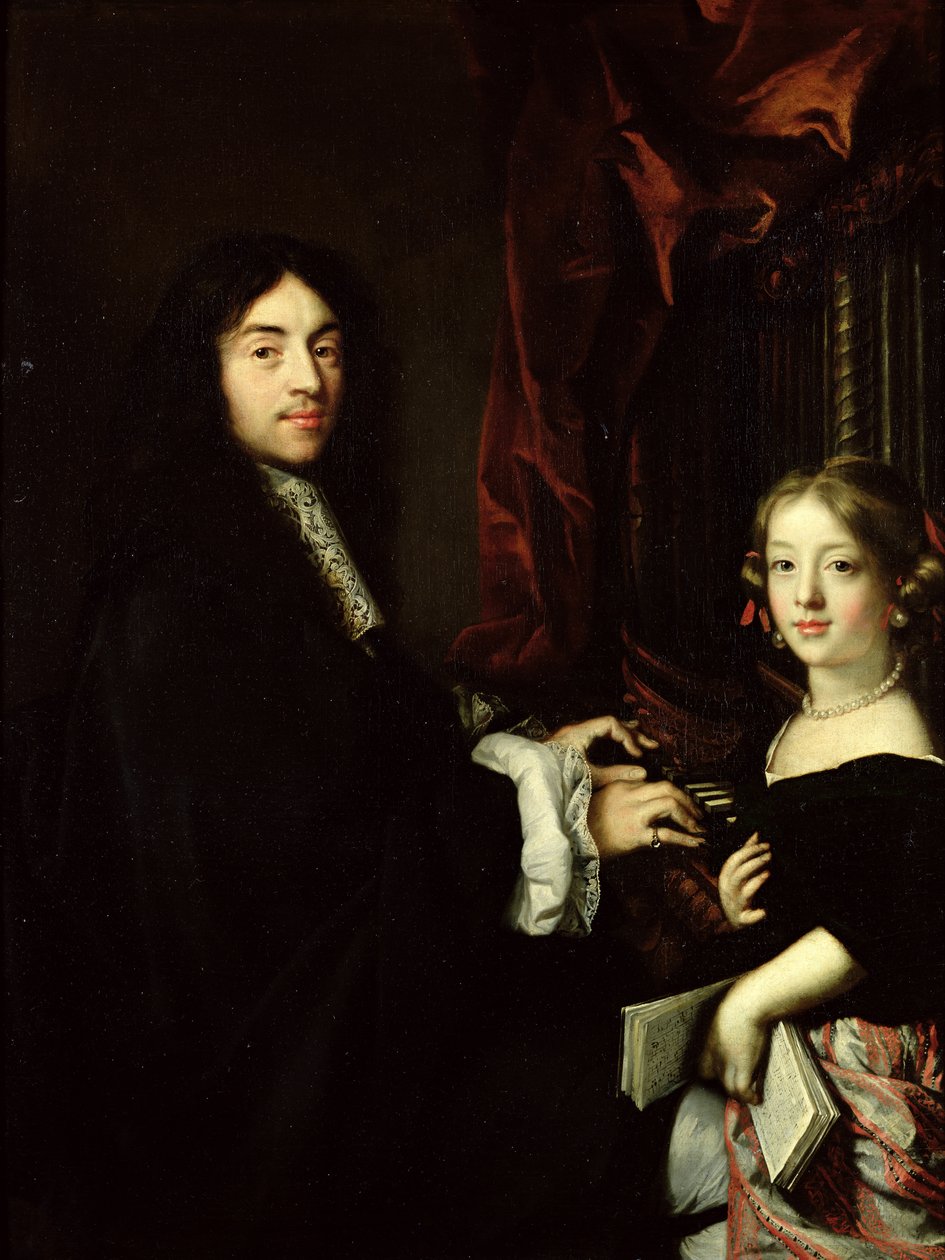 Porträt von Charles Couperin (1638-79) und der Tochter des Künstlers, 1665-79 von Claude Lefebvre