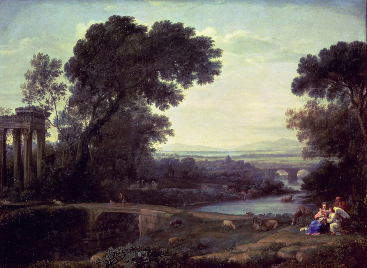 Mittag oder Landschaft mit der Rast auf der Flucht nach Ägypten, 1661 von Claude Lorrain