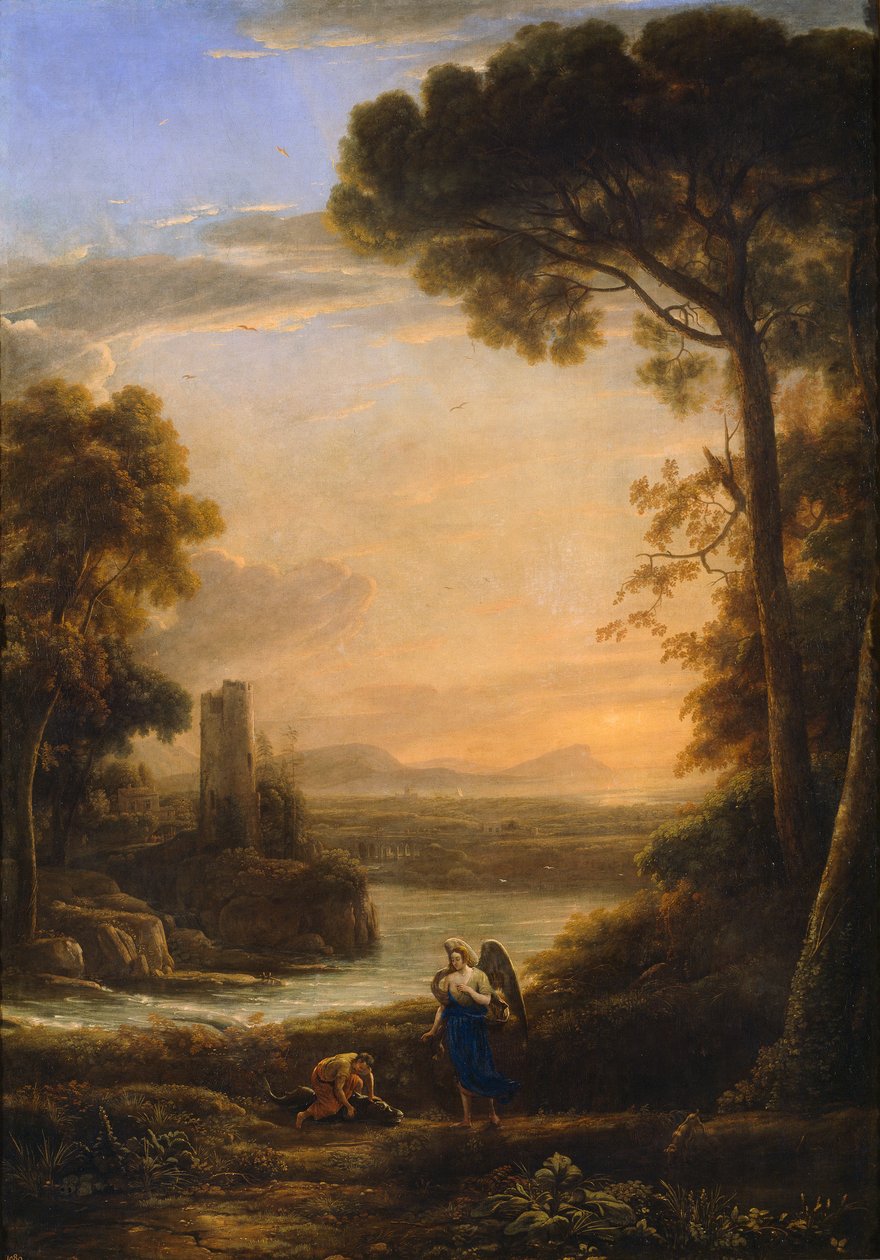 Landschaft mit Tobias und dem Erzengel Raphael von Claude Lorrain