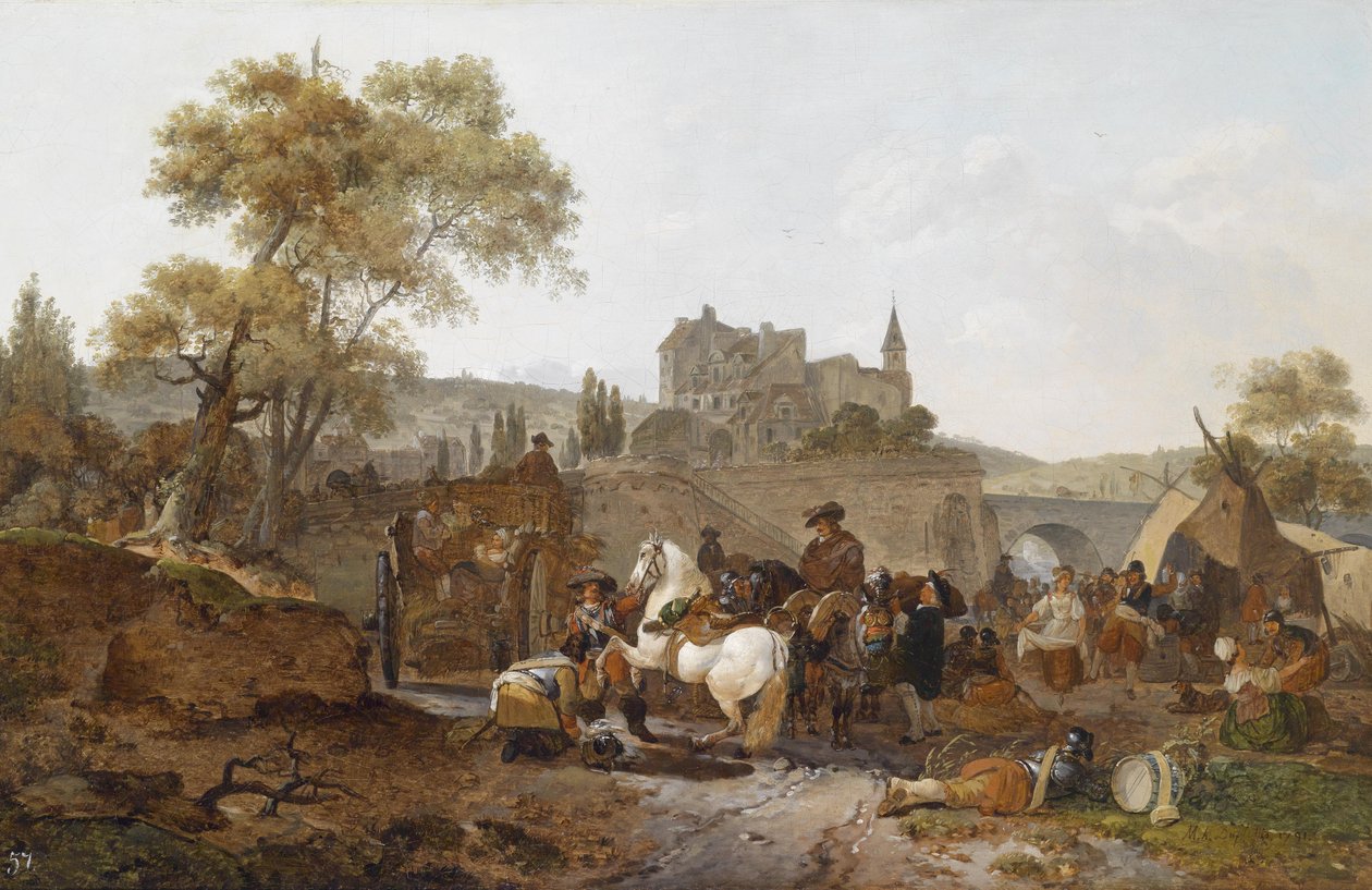 Militärisches Lager vor den Mauern einer Stadt von Claude Michel Hamon Duplessis