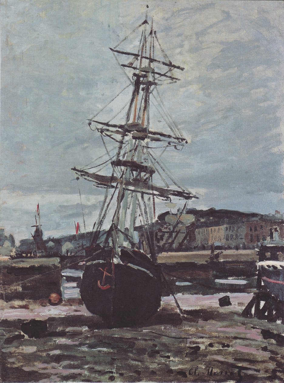 Gestrandetes Boot in Fécamp von Claude Monet
