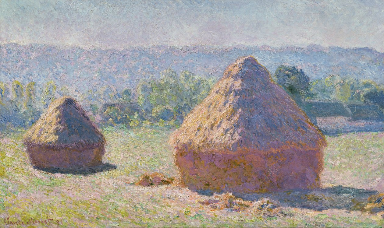 Getreideschober am Ende des Sommers, Morgeneffekt, 1891 von Claude Monet