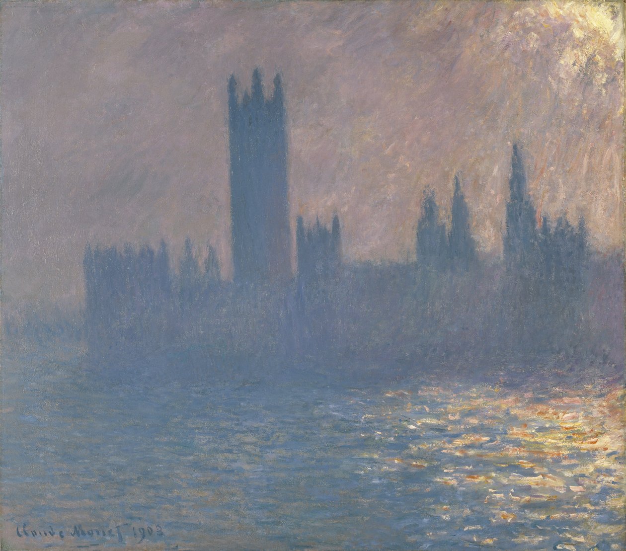 Häuser des Parlaments, Sonneneffekt von Claude Monet