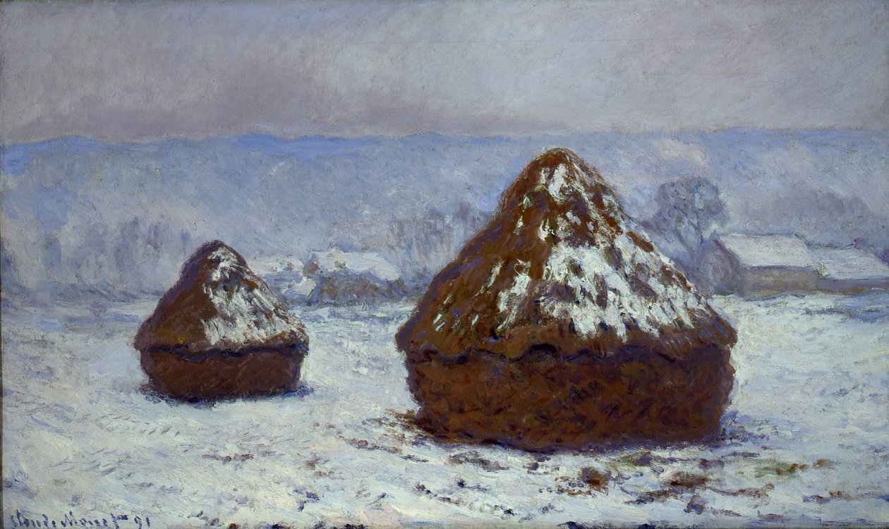 Meules, Schneeeffekt, 1891 von Claude Monet