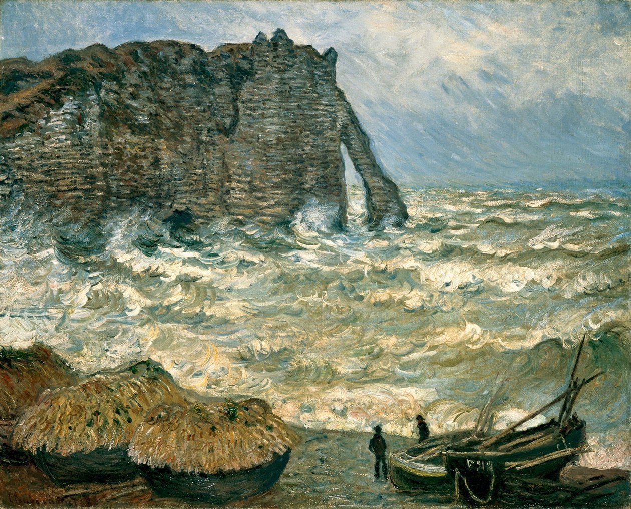 Stürmische See in Étretat von Claude Monet