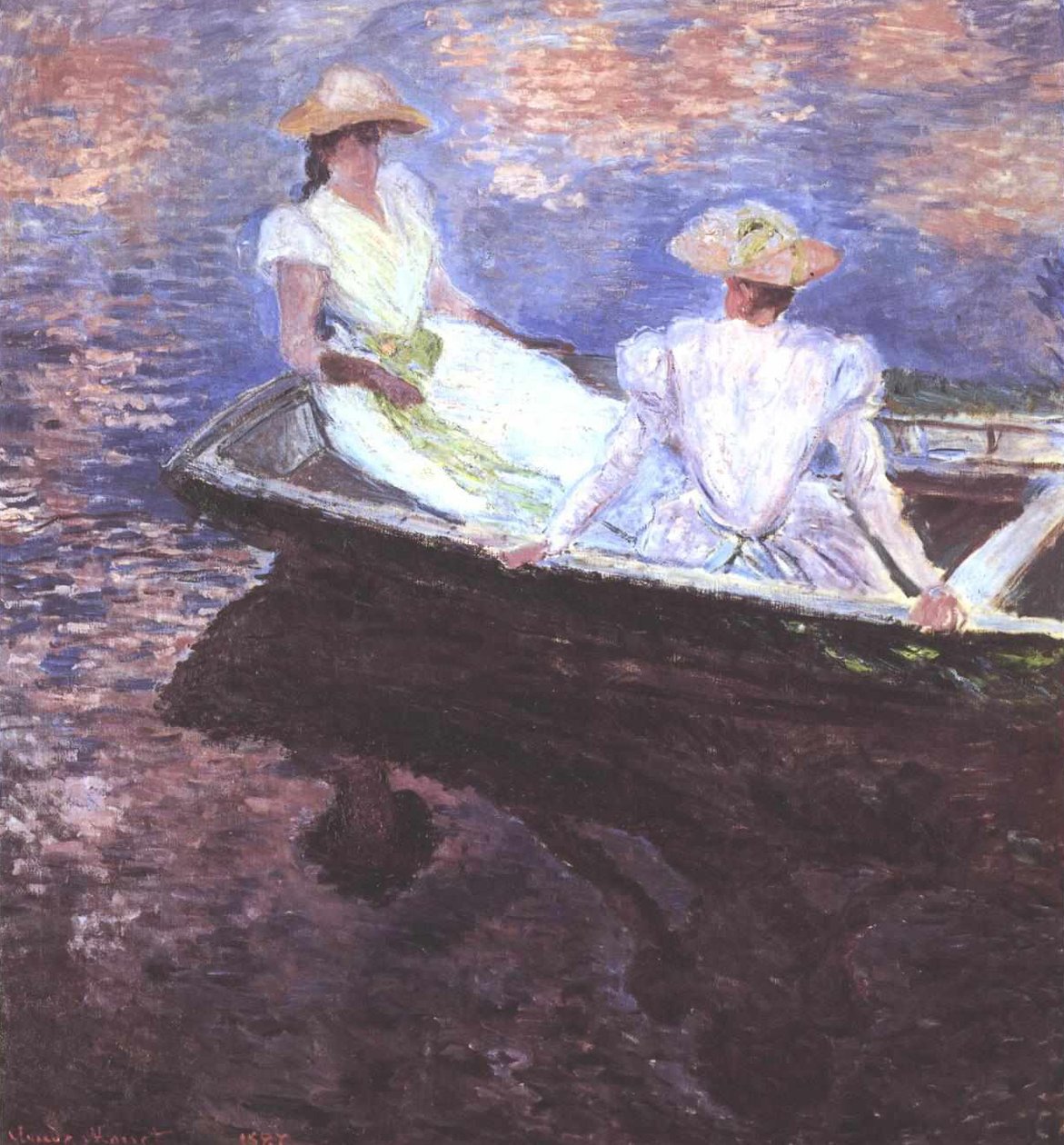 Zwei Mädchen in einem Boot von Claude Monet