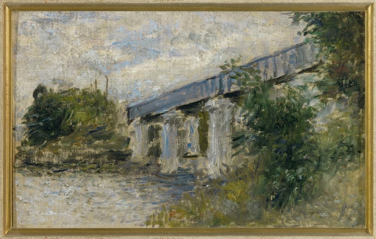 Die Eisenbahnbrücke in Argenteuil von Claude Monet