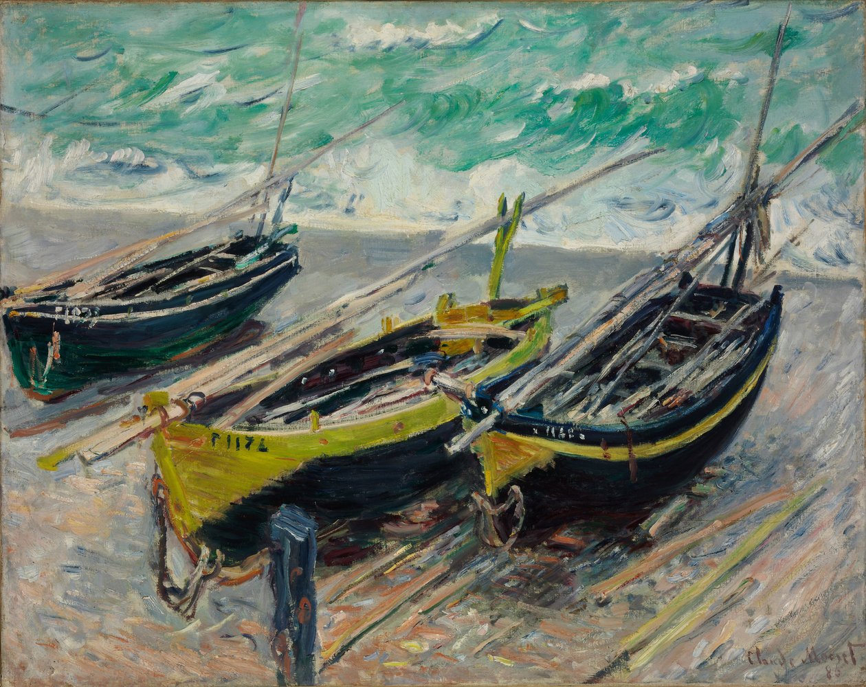 Drei Fischerboote, 1886 von Claude Monet