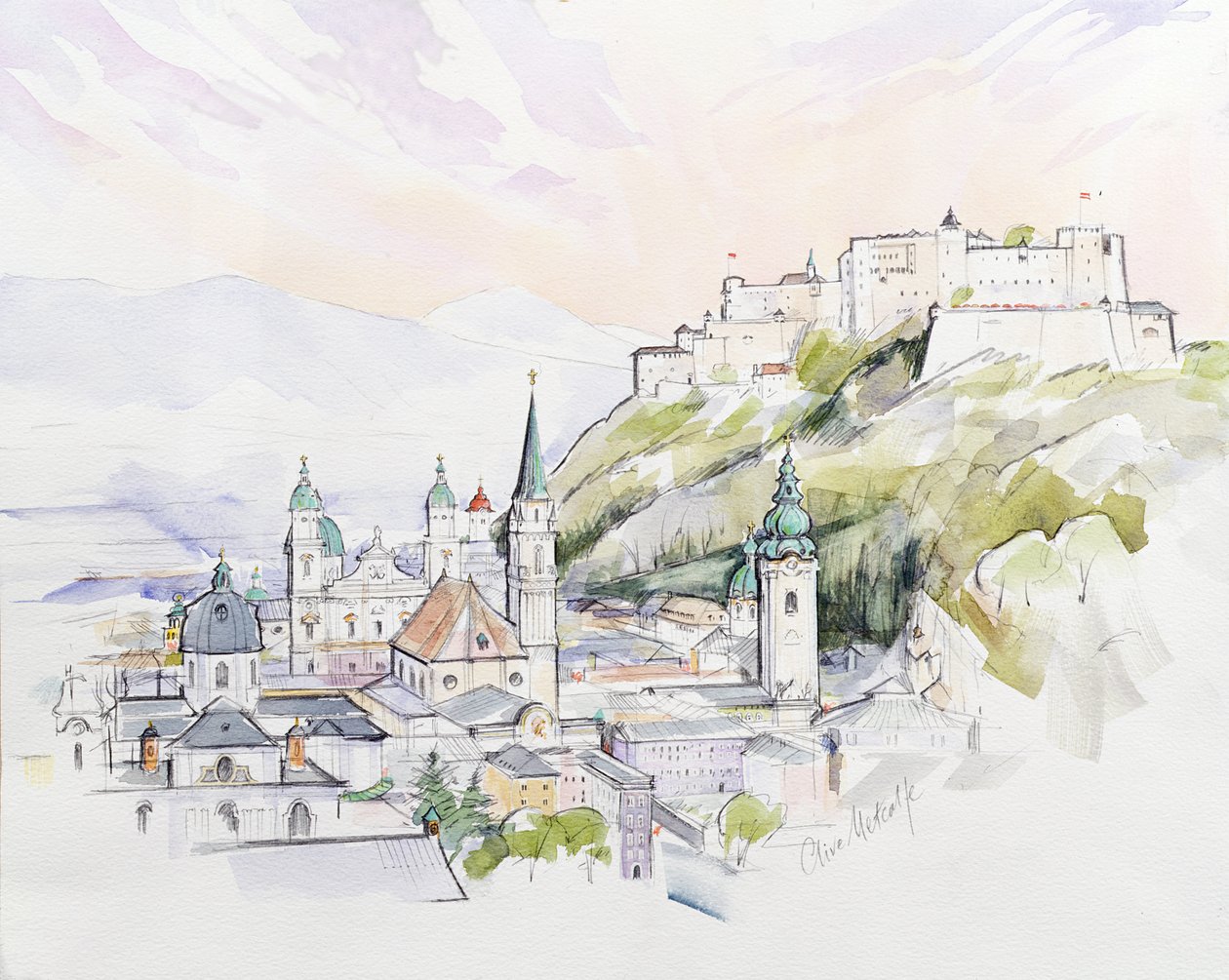 Salzburg Sonnenaufgang von Clive Metcalfe