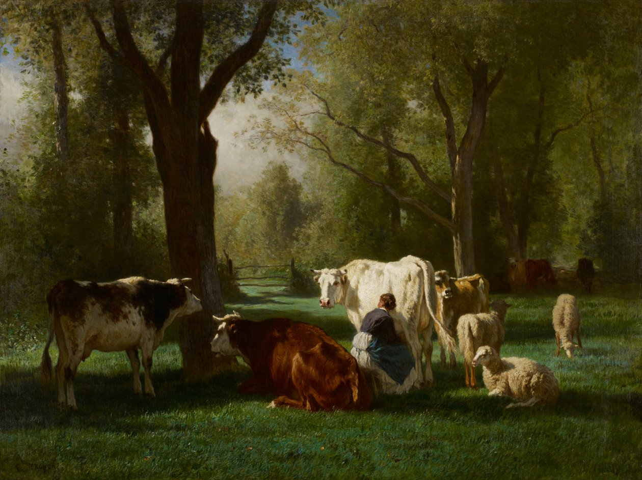 Landschaft mit Rindern und Schafen von Constant Emile Troyon