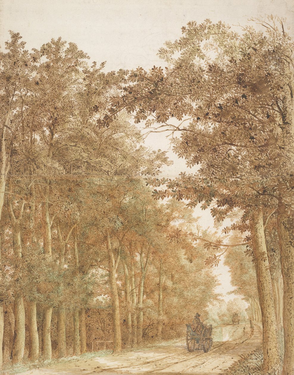 Waldstraße mit zwei Pferdewagen, ca. 1638-1642 von Hendrick Cornelisz. Vroom