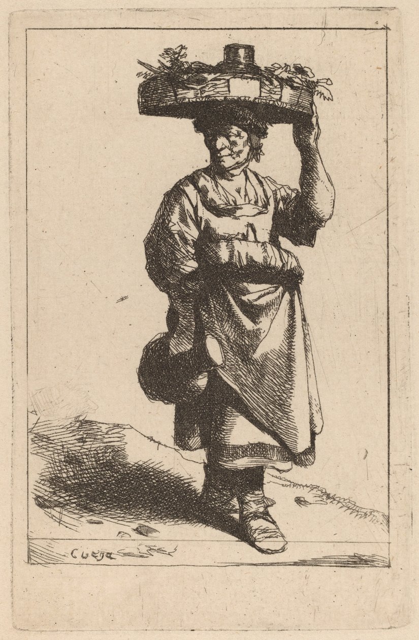 Frau mit einem Korb von Cornelis Pietersz Bega