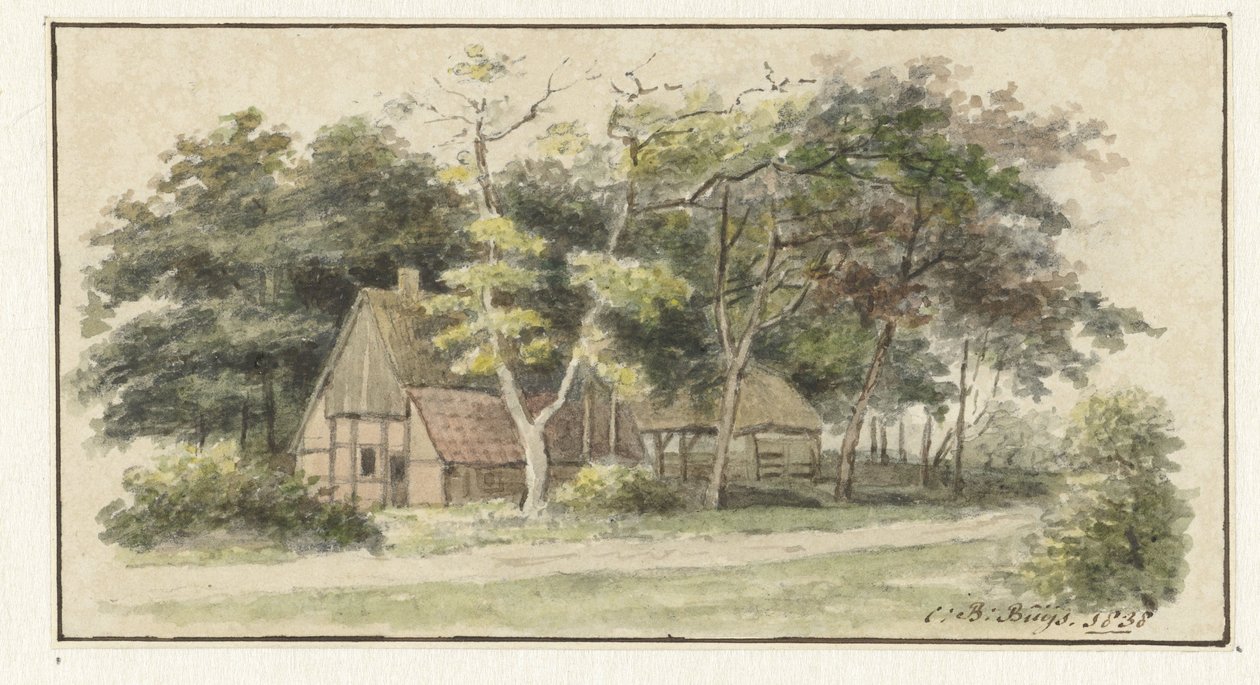 Bauernhof zwischen Bäumen von Cornelis Bernardus Buijs