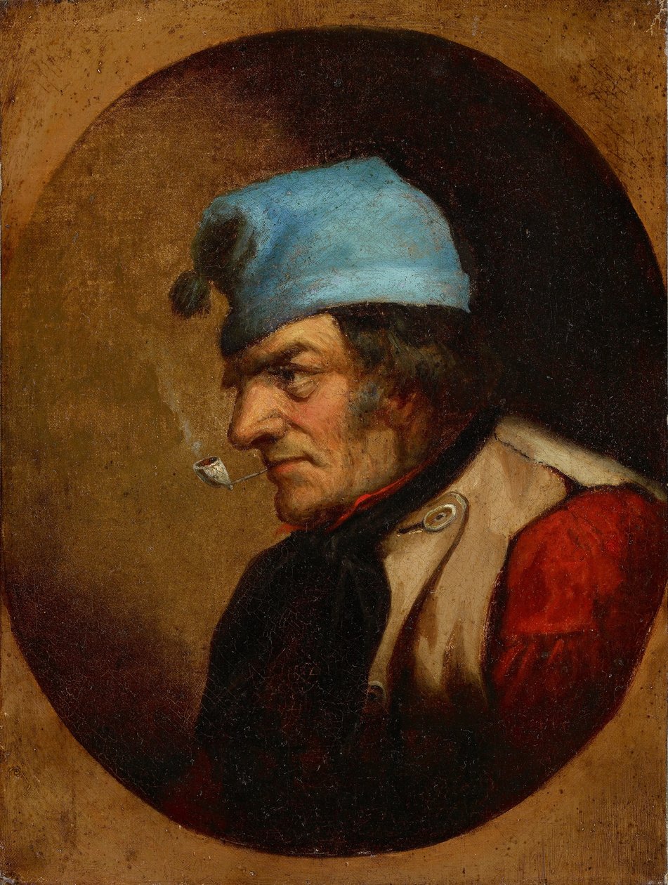 Bewohner mit blauer Mütze und Pfeife von Cornelius Krieghoff