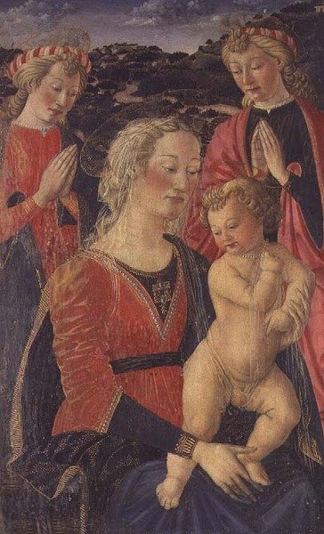 Madonna mit Kind und zwei Engeln von Cosimo Rosselli