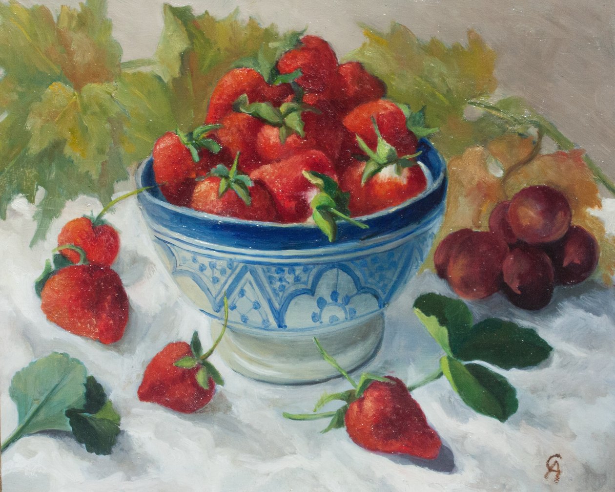 Erdbeeren in einer blauen Schüssel von Cristiana Angelini