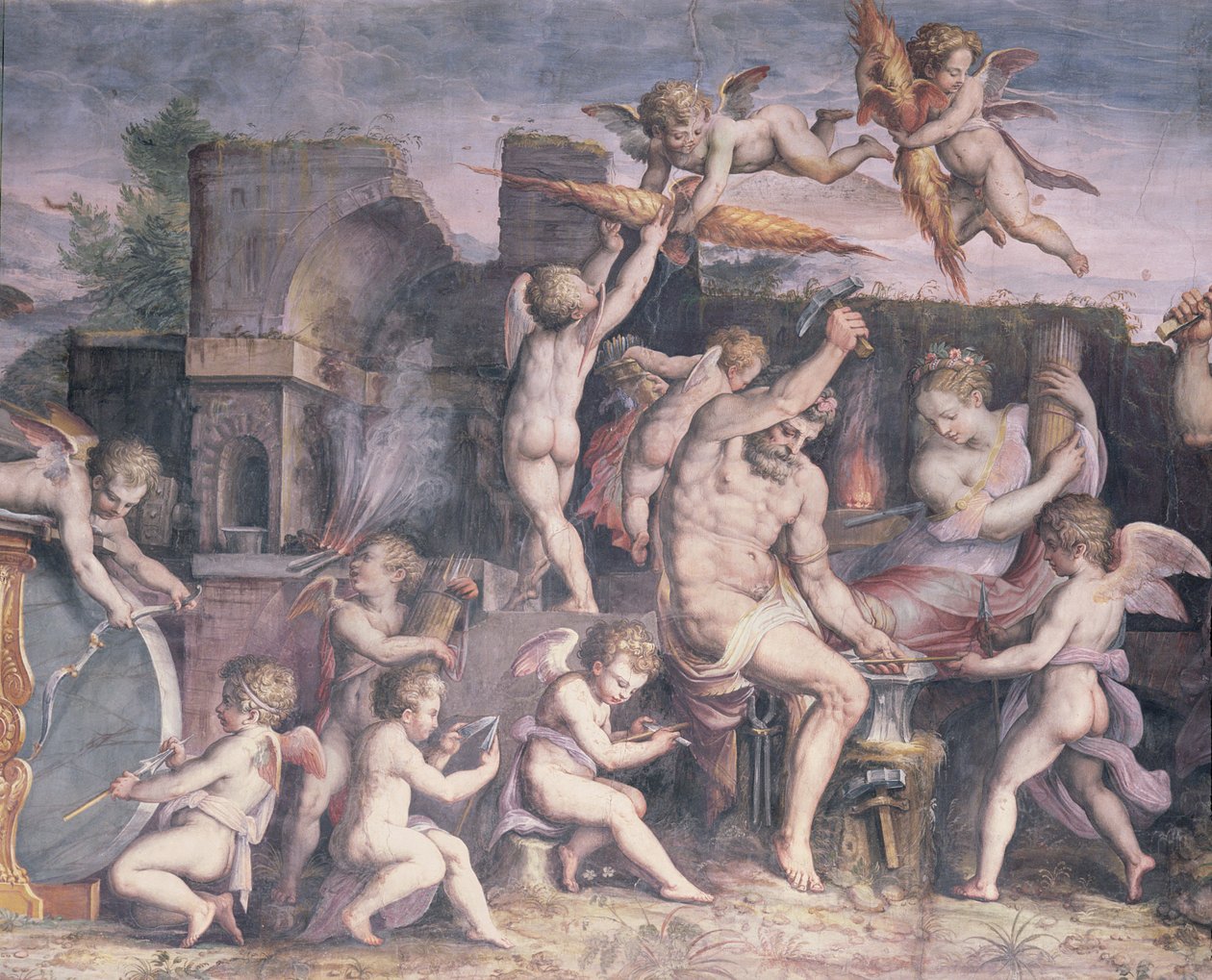 Die Schmiede des Vulkan, 1555 von Cristofano Gherardi