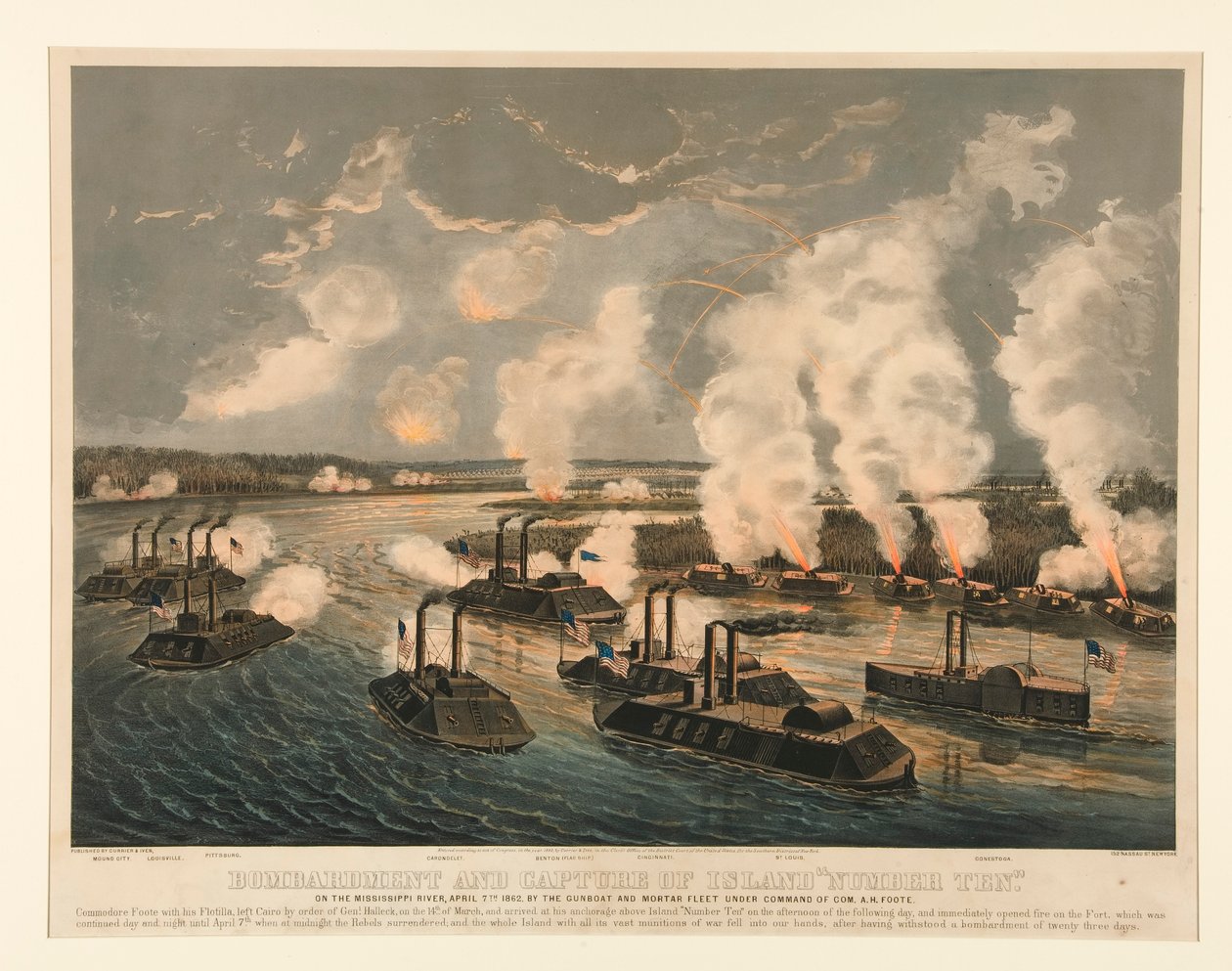Bombardierung und Eroberung der Insel von Currier and Ives