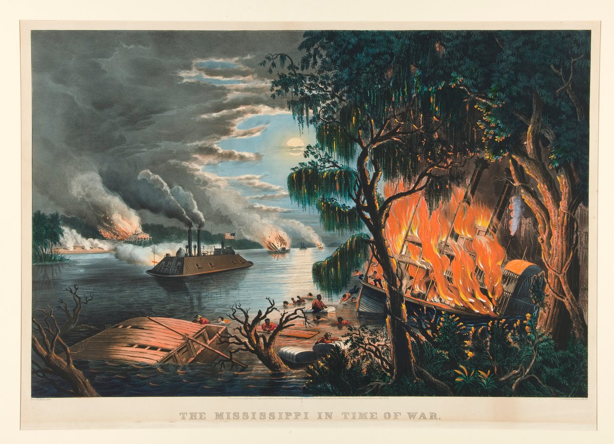 Der Mississippi im Krieg von Currier and Ives