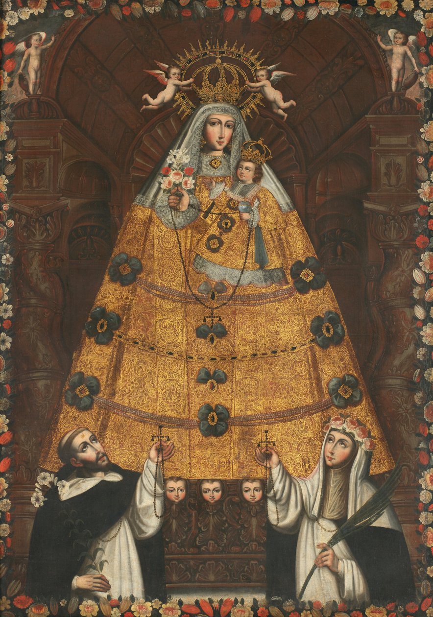 Unsere Liebe Frau vom Rosenkranz mit Heiligem Dominikus und Heiliger Rosa von Cuzco School