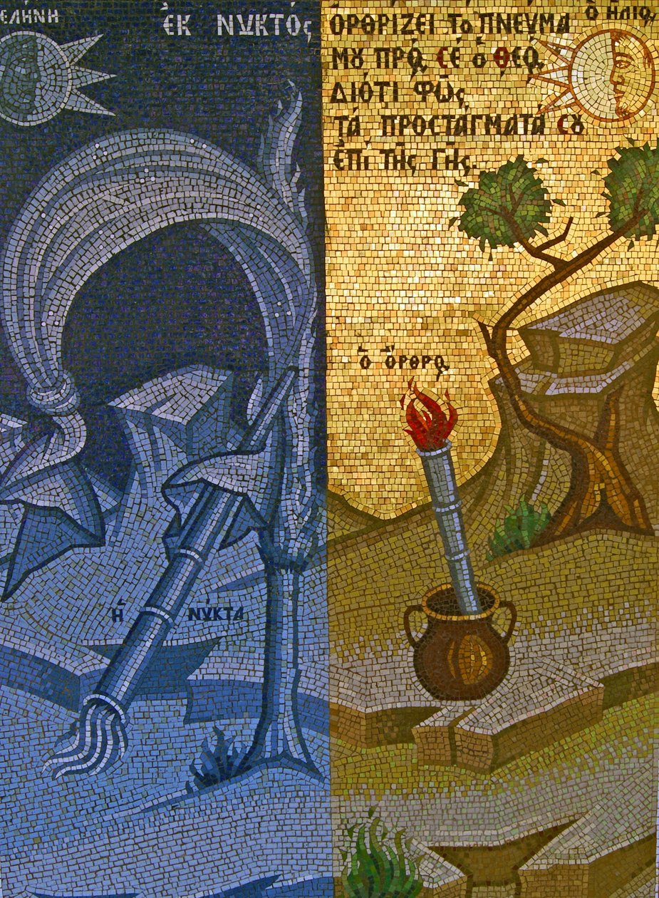 Nacht und Tag, Kykkos-Kloster, Troodos-Gebirge, Zypern (Mosaik) von Cypriot