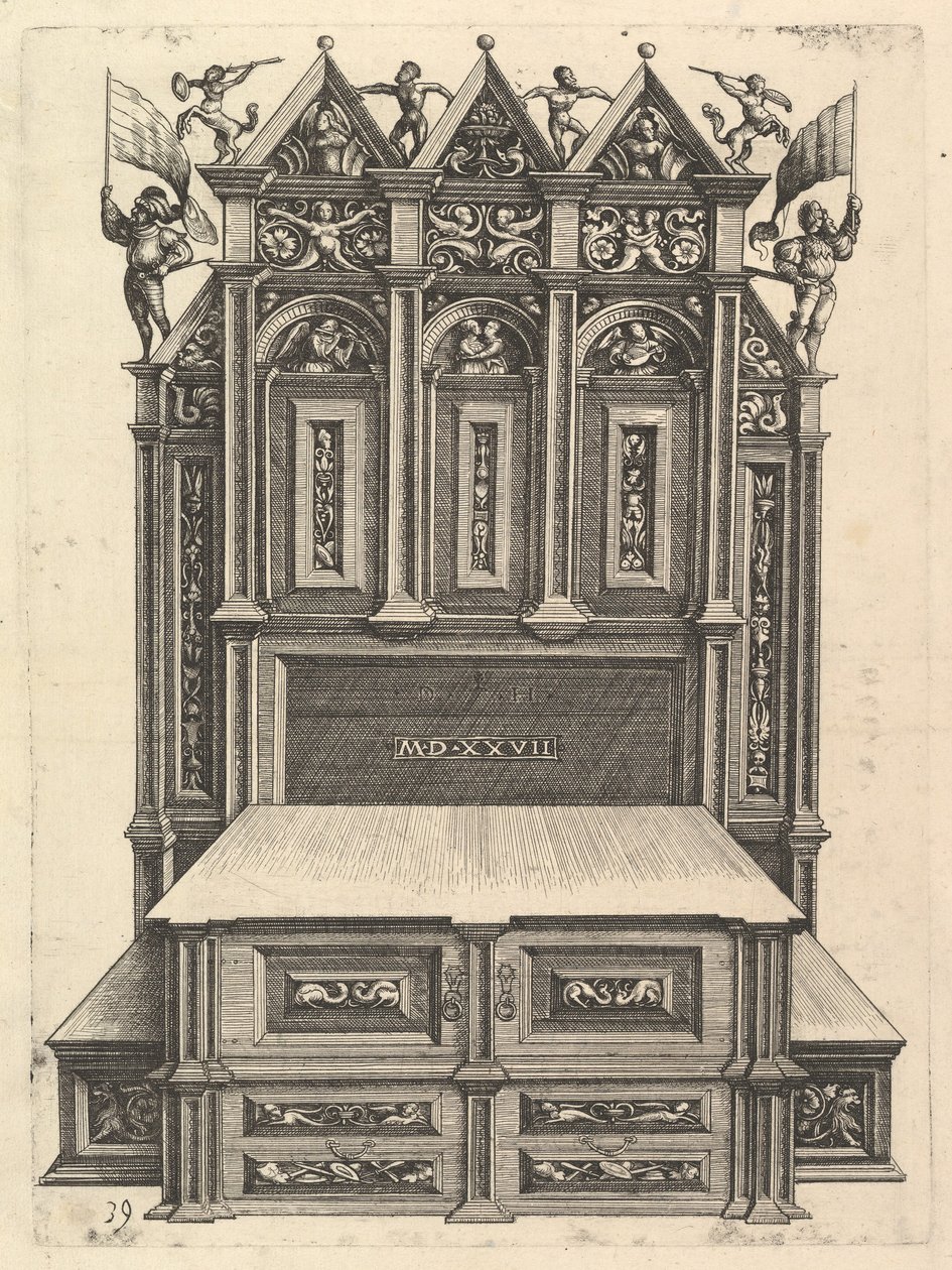 Entwurf für ein Bett, 1527 von Daniel Hopfer