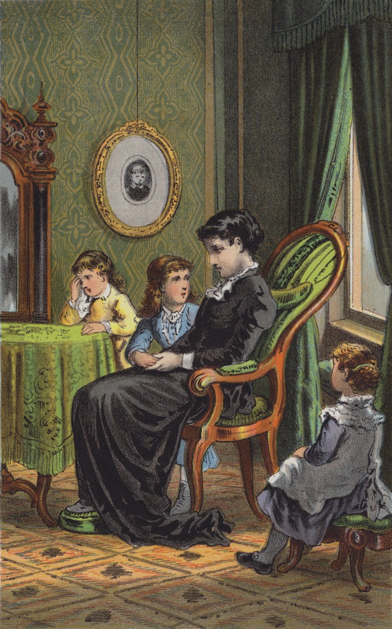 Die Mutter und ihre Kinder (Farblithografie) von Danish School