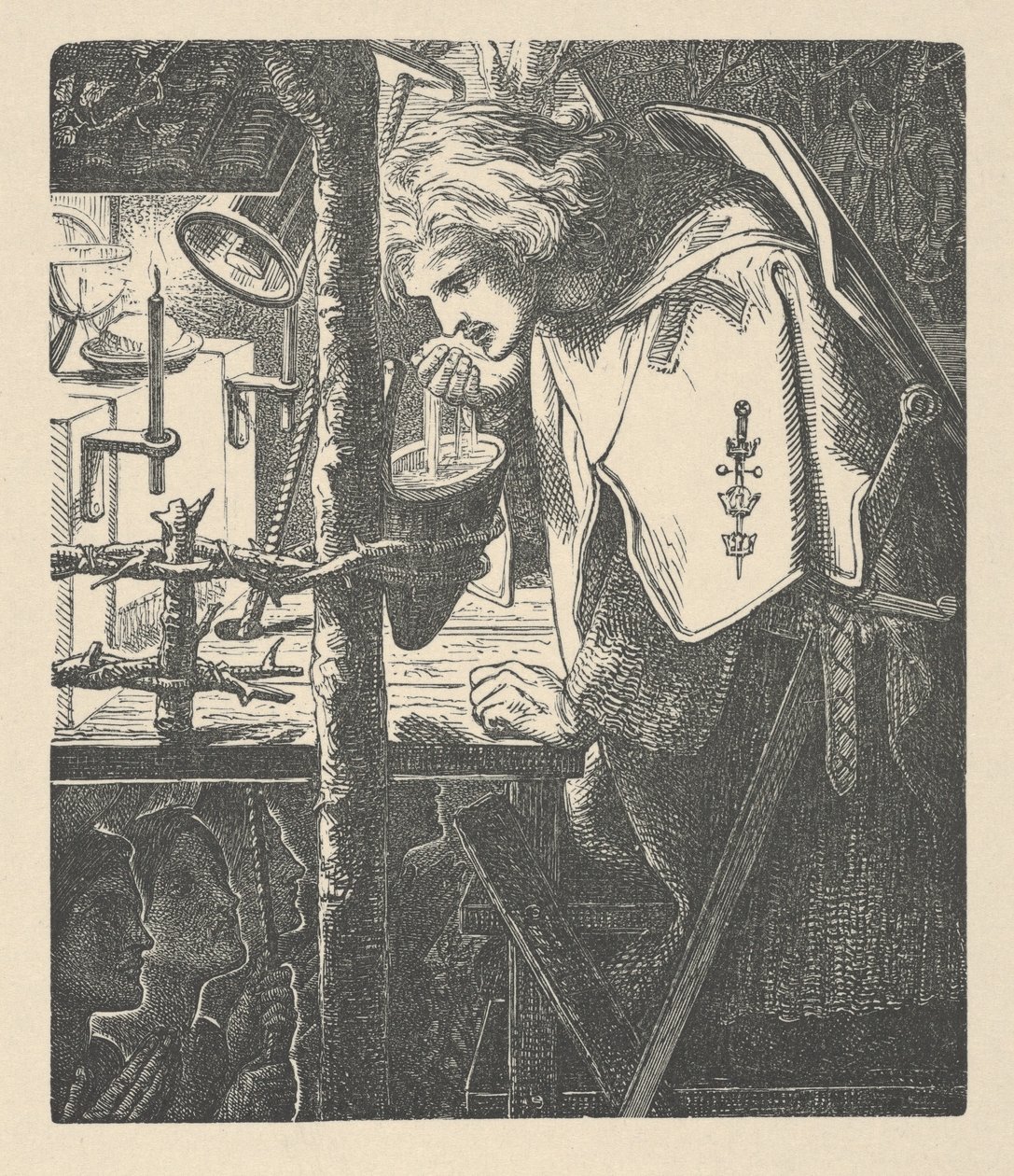 Sir Galahad aus Tennysons Gedichten von Dante Gabriel (after) Rossetti