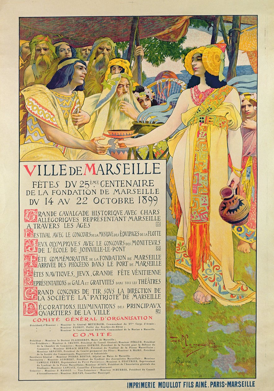 Plakat zur Erinnerung an die Gründung von Marseille, graviert von A. Gallice, 1899 von David Dellepiane