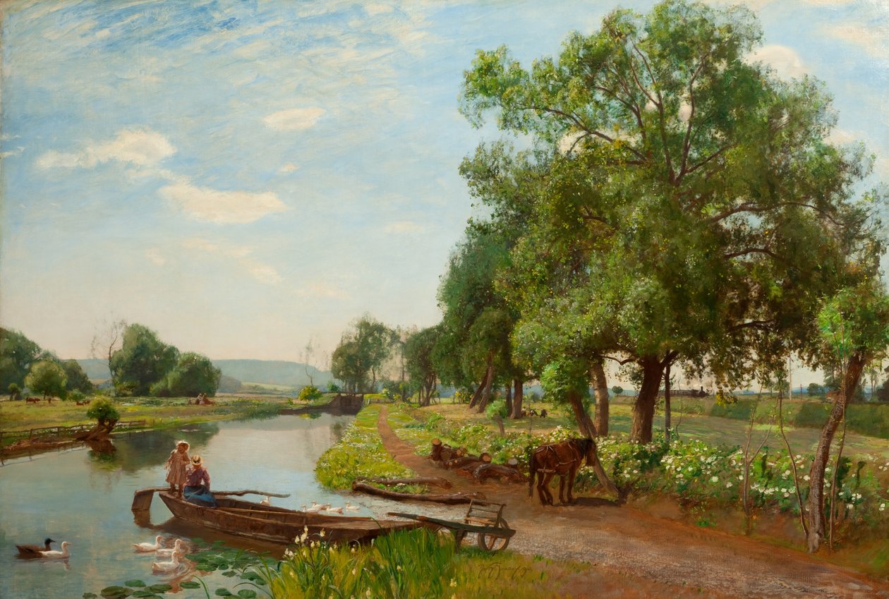 Fluss und Schiene, 1896 von David Murray