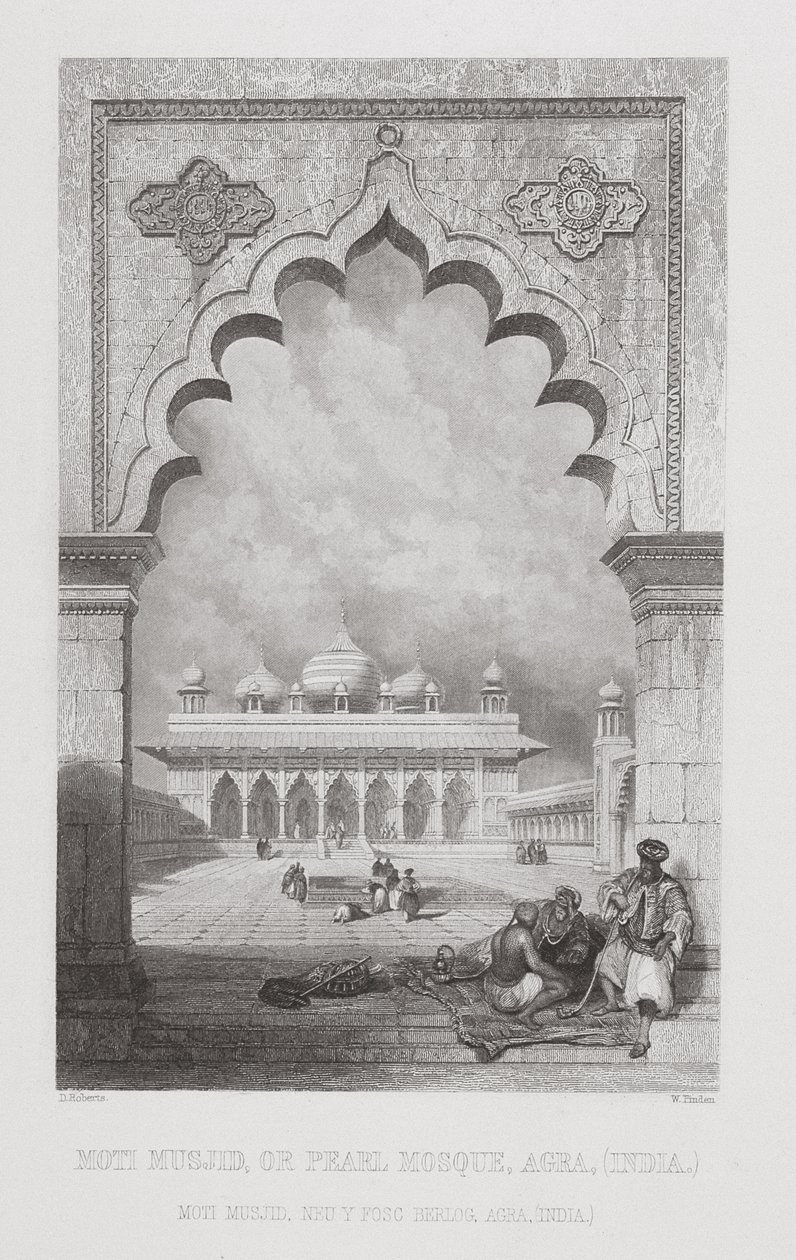Moti Musjid oder Perlenmoschee, Agra, Indien, graviert von W. Finden, aus 