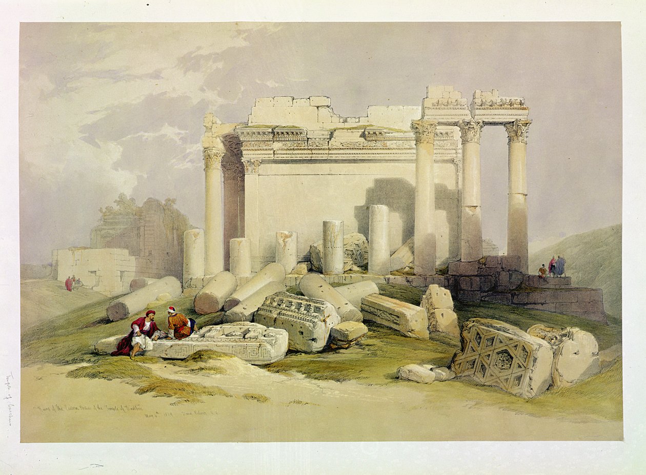 Ruinen des östlichen Portikus des Tempels von Baalbek, 6. Mai 1839, Platte 83 aus Band II von 