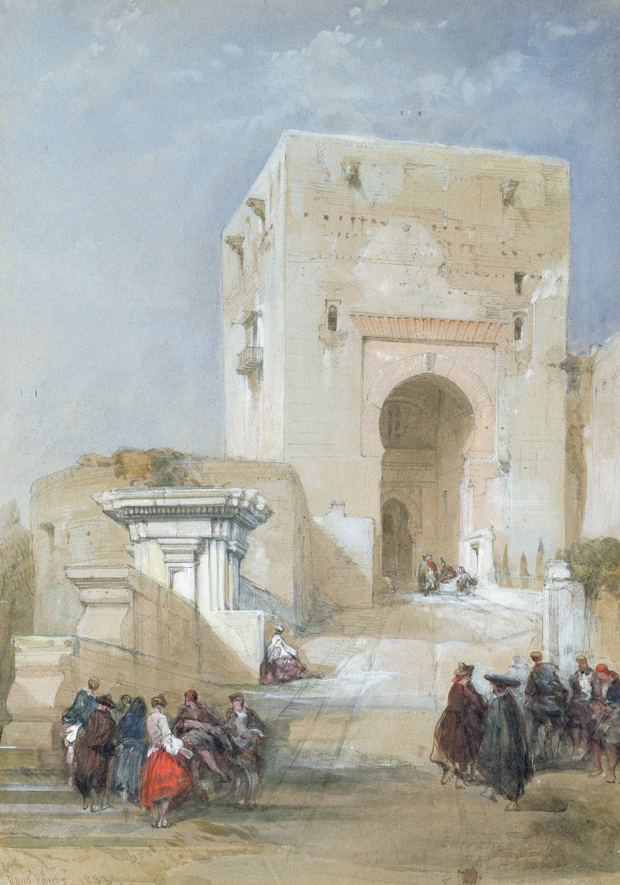 Das Tor der Gerechtigkeit, Eingang zur Alhambra, 1833 von David Roberts