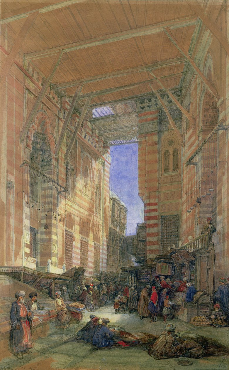 Der Seidenhändler-Basar von El-Ghooreeyeh, Kairo von David Roberts