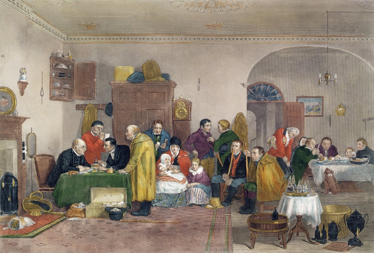 Zahltag, graviert von Abraham Raimbach, veröffentlicht 1817 von David Wilkie