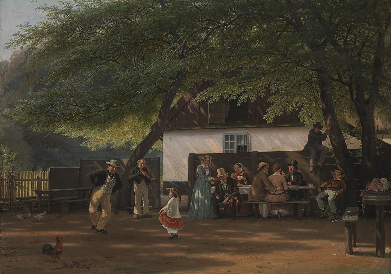 Eine Kaffeeparty im Haus eines Wildhüters von David Monies