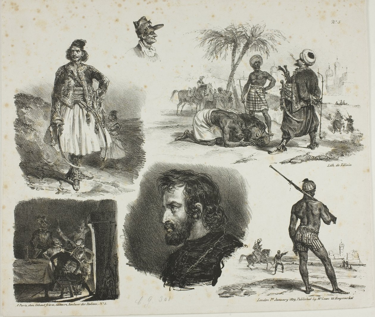 Blatt mit Skizzen von Denis Auguste Marie Raffet