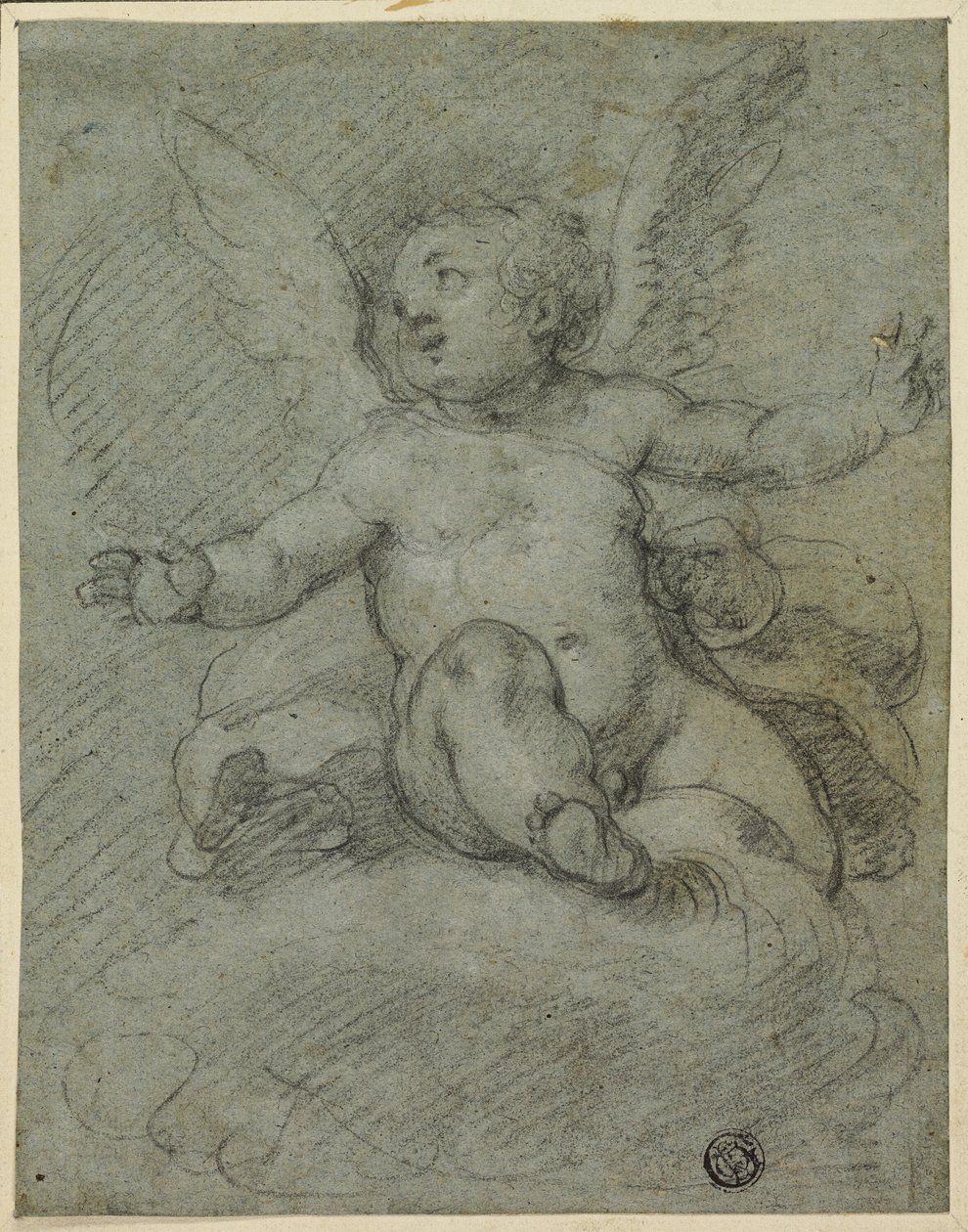 Putto auf Wolken sitzend von Denys Calvaert