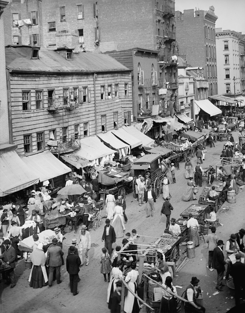 Jüdischer Markt an der East Side, New York, N.Y., ca. 1890-1901 von Detroit Publishing Co.