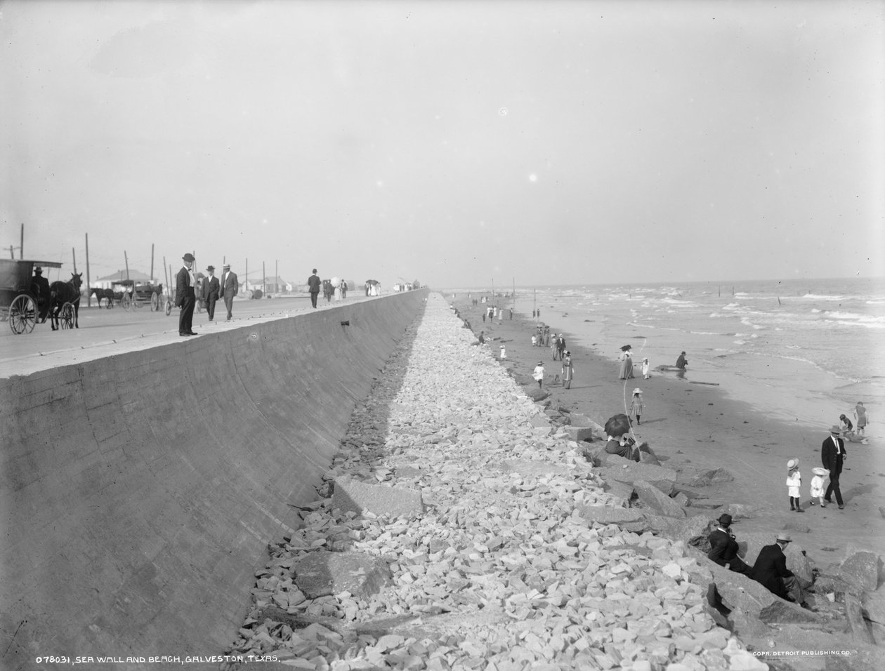 Seemauer und Strand, Galveston, Texas, 1910-20 von Detroit Publishing Co.