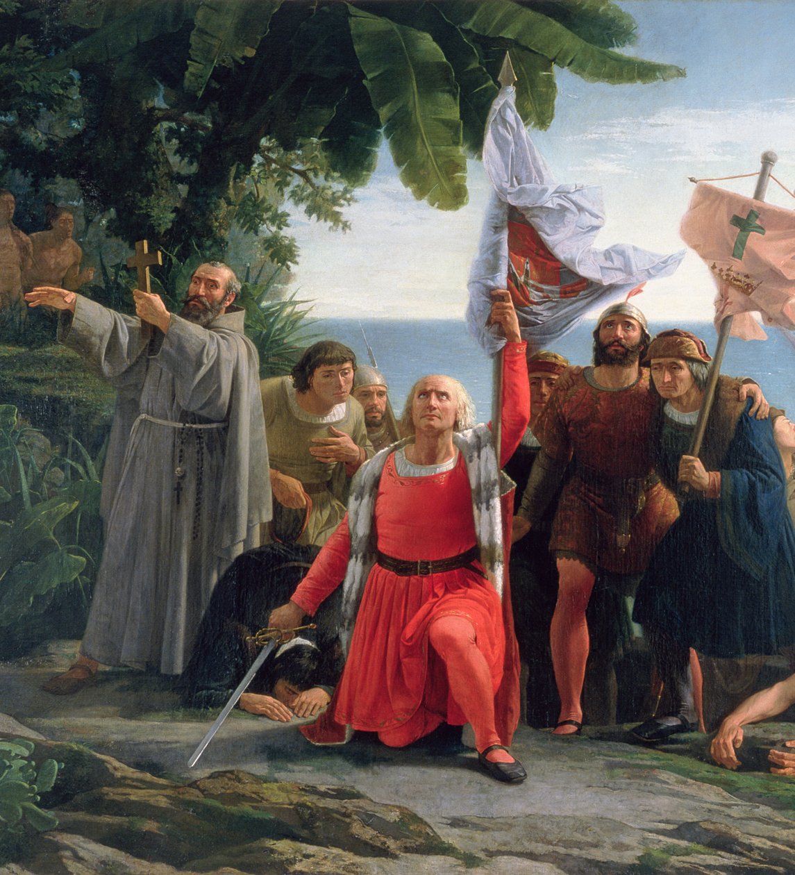 Die erste Landung von Christoph Kolumbus (1450-1506) in Amerika, 1862 von Dioscoro Teofilo Puebla Tolin