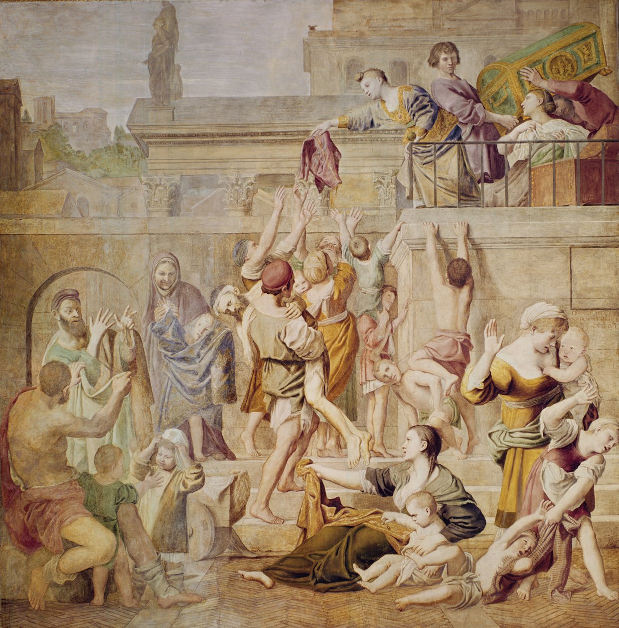 Die heilige Cäcilia verteilt Almosen von Domenichino