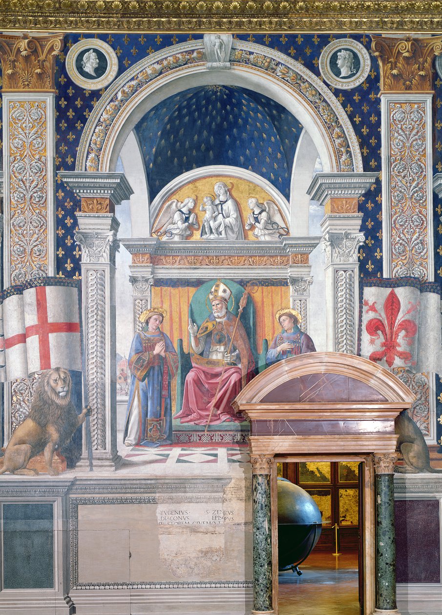 Heilige Zenobius, Stephanus und Laurentius, Detail aus dem Fresko in der Sala dei Gigli, ca. 1470 von Domenico Ghirlandaio