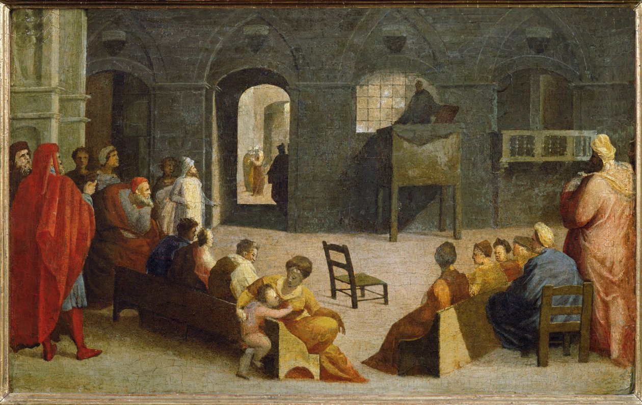 Eine Predigt des Heiligen Bernhard von Siena von Domenico Beccafumi