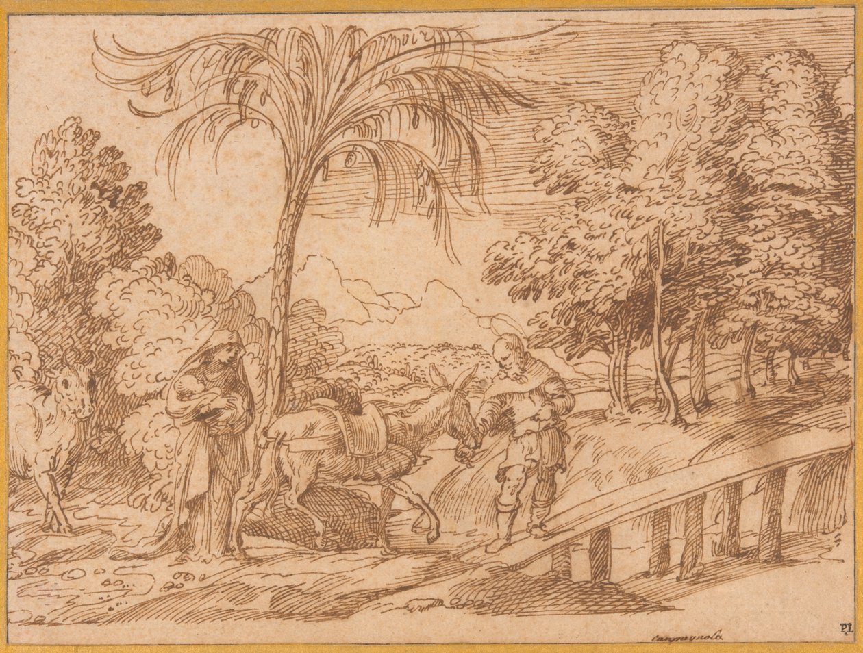 Die Flucht nach Ägypten von Domenico Campagnola
